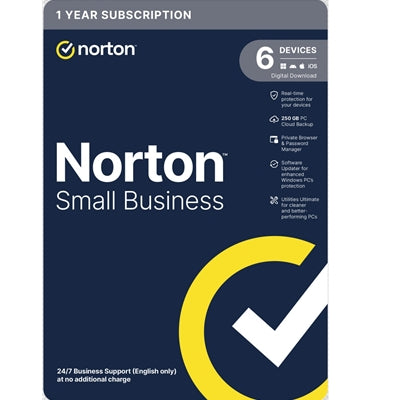 Norton Small Business, Antivirus Software, 6 Devices, 1-year Subscription, Includes 250GB of Cloud Storage, Dark Web Monitoring, Private Browser, 24/7 Business Support, Activation Code by email - ESD Norton Small Business, Antivirus Software, 6 Devices, 1-year Subscription, Includes 250GB of Cloud Storage, Dark Web Monitoring, Private Browser, 24/7 Business Support, Activation Code by email - ESD